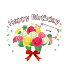 花束に誕生日カードを添えて（個別スタンプ：1）