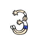 人文字くん アルファベットと数字（個別スタンプ：9）