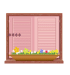 窓の前に花のイラストデ​​ザイン（個別スタンプ：3）