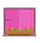 窓の前に花のイラストデ​​ザイン（個別スタンプ：10）