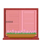 窓の前に花のイラストデ​​ザイン（個別スタンプ：31）