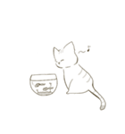 モノクロ猫ちゃんスタンプ（個別スタンプ：16）