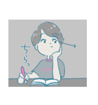 机の上のボーイッシュくんたち（個別スタンプ：13）