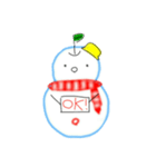 りんごマン 雪だるまver（個別スタンプ：20）