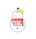 りんごマン 雪だるまver（個別スタンプ：21）