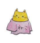 おっきいTシャツのねこねこ（色鉛筆）（個別スタンプ：1）