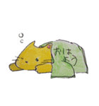 おっきいTシャツのねこねこ（色鉛筆）（個別スタンプ：3）