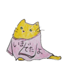 おっきいTシャツのねこねこ（色鉛筆）（個別スタンプ：5）