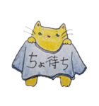 おっきいTシャツのねこねこ（色鉛筆）（個別スタンプ：8）