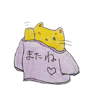 おっきいTシャツのねこねこ（色鉛筆）（個別スタンプ：11）