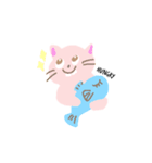 お姉ちゃんが描いた出っ歯ねこ（個別スタンプ：1）