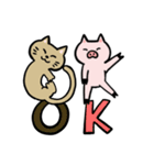 ぶたとねこの仲良しスタンプ（個別スタンプ：3）