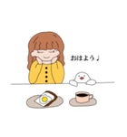 もちもち文鳥と女の子（個別スタンプ：1）