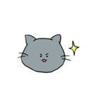 黒背景にも使える！グレーのネコちゃん（個別スタンプ：18）