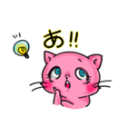 ネコ＋タレ目【ピンク】（個別スタンプ：39）