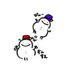 兎とゆきだるまのスタンプ（個別スタンプ：13）