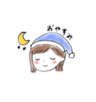 外ハネボブの女の子と猫（個別スタンプ：1）