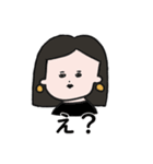 ふてぶてしい髪の長い女の子のスタンプ（個別スタンプ：1）