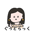 ふてぶてしい髪の長い女の子のスタンプ（個別スタンプ：34）