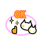 ねこさんフレーム(ピンク)（個別スタンプ：4）