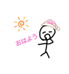髪三本の棒人間くんスタンプ（個別スタンプ：10）