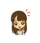 左利き女子のかわいい仕草と表情（個別スタンプ：1）