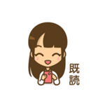 左利き女子のかわいい仕草と表情（個別スタンプ：36）
