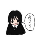 黒い服の女の子スタンプ（個別スタンプ：1）