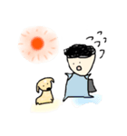 もじゃ君VSいぬ（個別スタンプ：1）