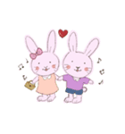 はっぴーピンクうさぎ（個別スタンプ：1）
