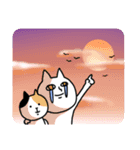 ちょっと長めの白ネコと時々三毛猫（個別スタンプ：22）
