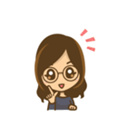 眼鏡女子のかわいい仕草と表情（個別スタンプ：1）