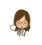 眼鏡女子のかわいい仕草と表情（個別スタンプ：3）