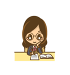 眼鏡女子のかわいい仕草と表情（個別スタンプ：5）