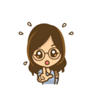 眼鏡女子のかわいい仕草と表情（個別スタンプ：7）