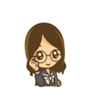 眼鏡女子のかわいい仕草と表情（個別スタンプ：26）