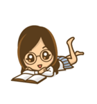 眼鏡女子のかわいい仕草と表情（個別スタンプ：32）