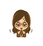 眼鏡女子のかわいい仕草と表情（個別スタンプ：35）