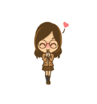 眼鏡女子のかわいい仕草と表情（個別スタンプ：37）