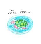 亀の絵の、英語の日常挨拶言葉のスタンプ（個別スタンプ：6）
