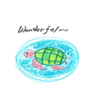 亀の絵の、英語の日常挨拶言葉のスタンプ（個別スタンプ：8）