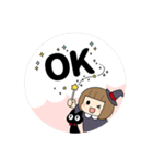 シンプル可愛い♡見習い魔女と黒猫（個別スタンプ：3）