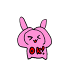 ゆるゆるピンクウサギ（個別スタンプ：9）