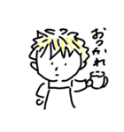 顔のパーツが小さい男子手描き（個別スタンプ：7）