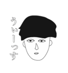 白黒なシンプル男子女子（個別スタンプ：1）