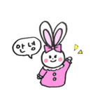 ウサギのハングルスタンプ（個別スタンプ：1）