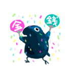 虚ろな目をしたカラスのスタンプ(一部脳)（個別スタンプ：18）