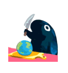 虚ろな目をしたカラスのスタンプ(一部脳)（個別スタンプ：21）