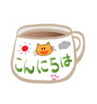 猫カップのあいさつ（個別スタンプ：2）