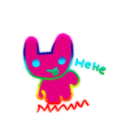 虹色マゼンタピンクうさぎ猫（個別スタンプ：5）